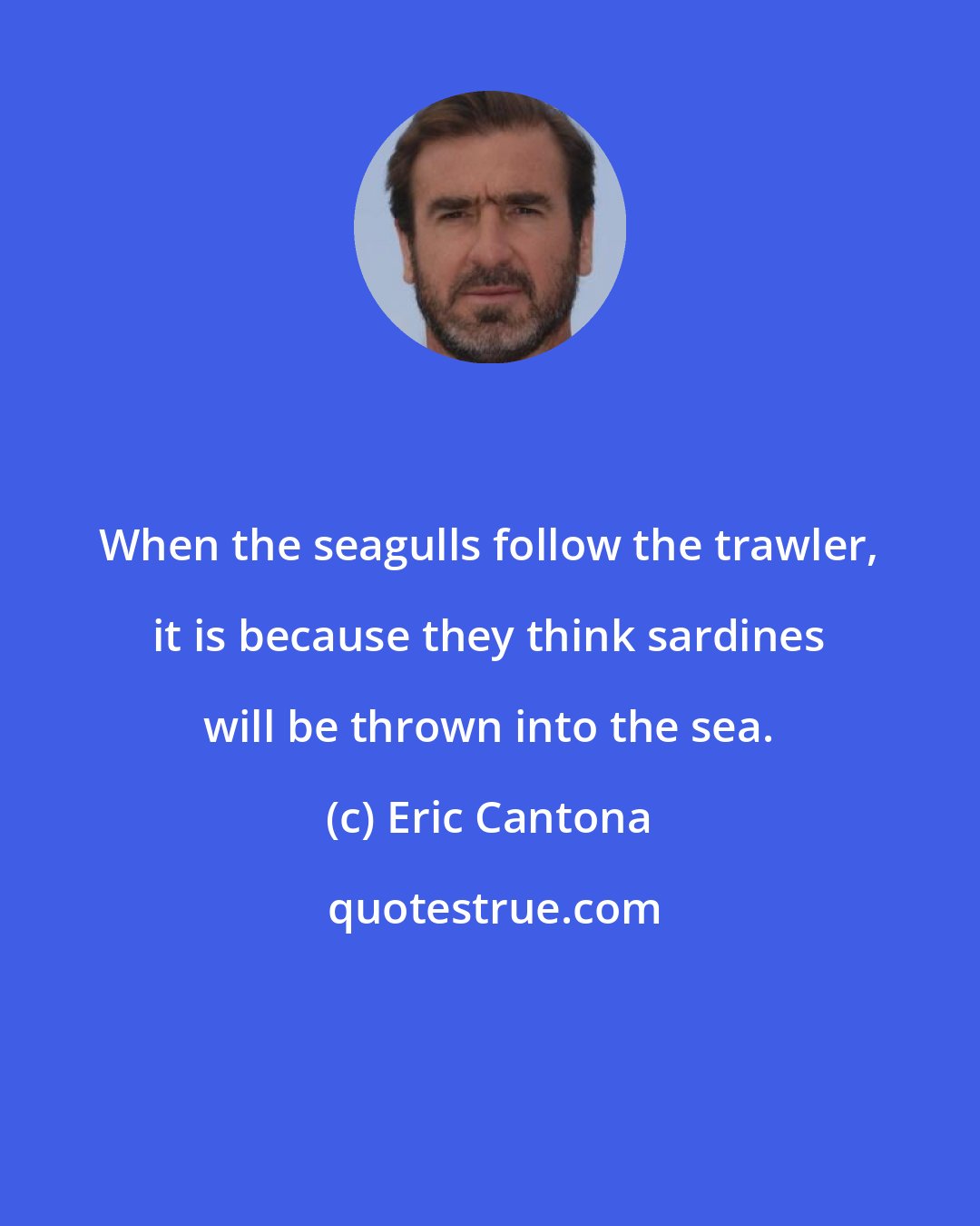Eric Cantona: When the seagulls follow the trawler, it is because they think sardines will be thrown into the sea.