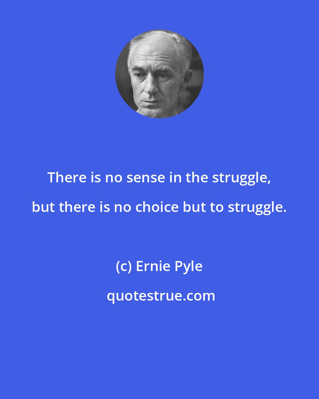 Ernie Pyle: There is no sense in the struggle, but there is no choice but to struggle.