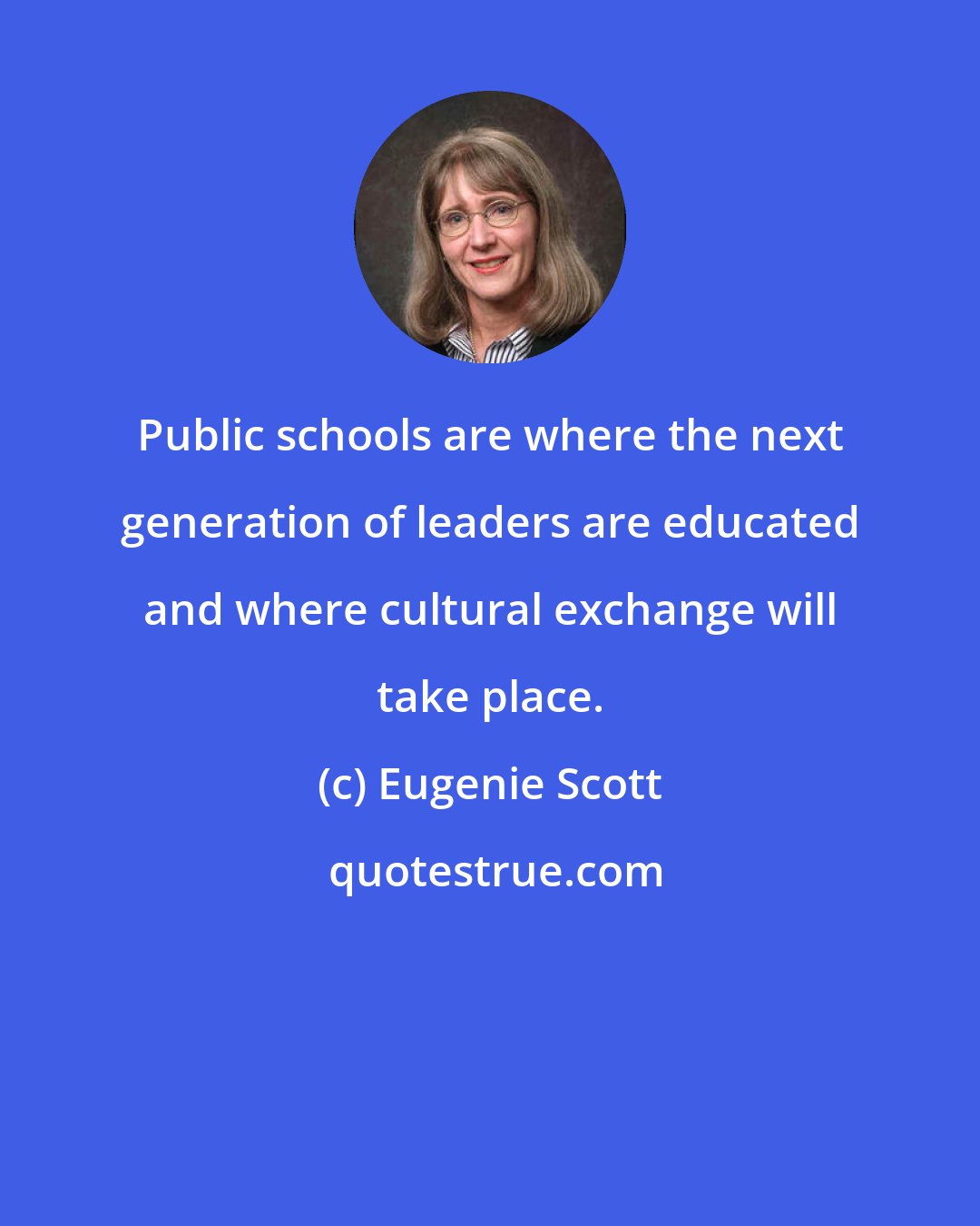 Eugenie Scott: Public schools are where the next generation of leaders are educated and where cultural exchange will take place.