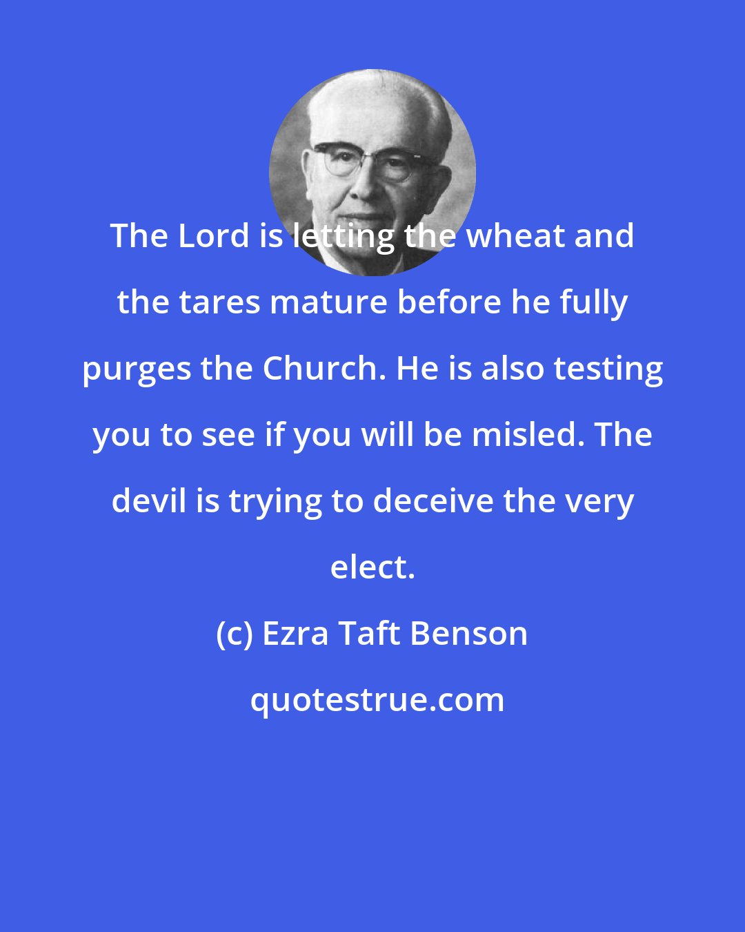 Ezra Taft Benson: The Lord is letting the wheat and the tares mature before he fully purges the Church. He is also testing you to see if you will be misled. The devil is trying to deceive the very elect.