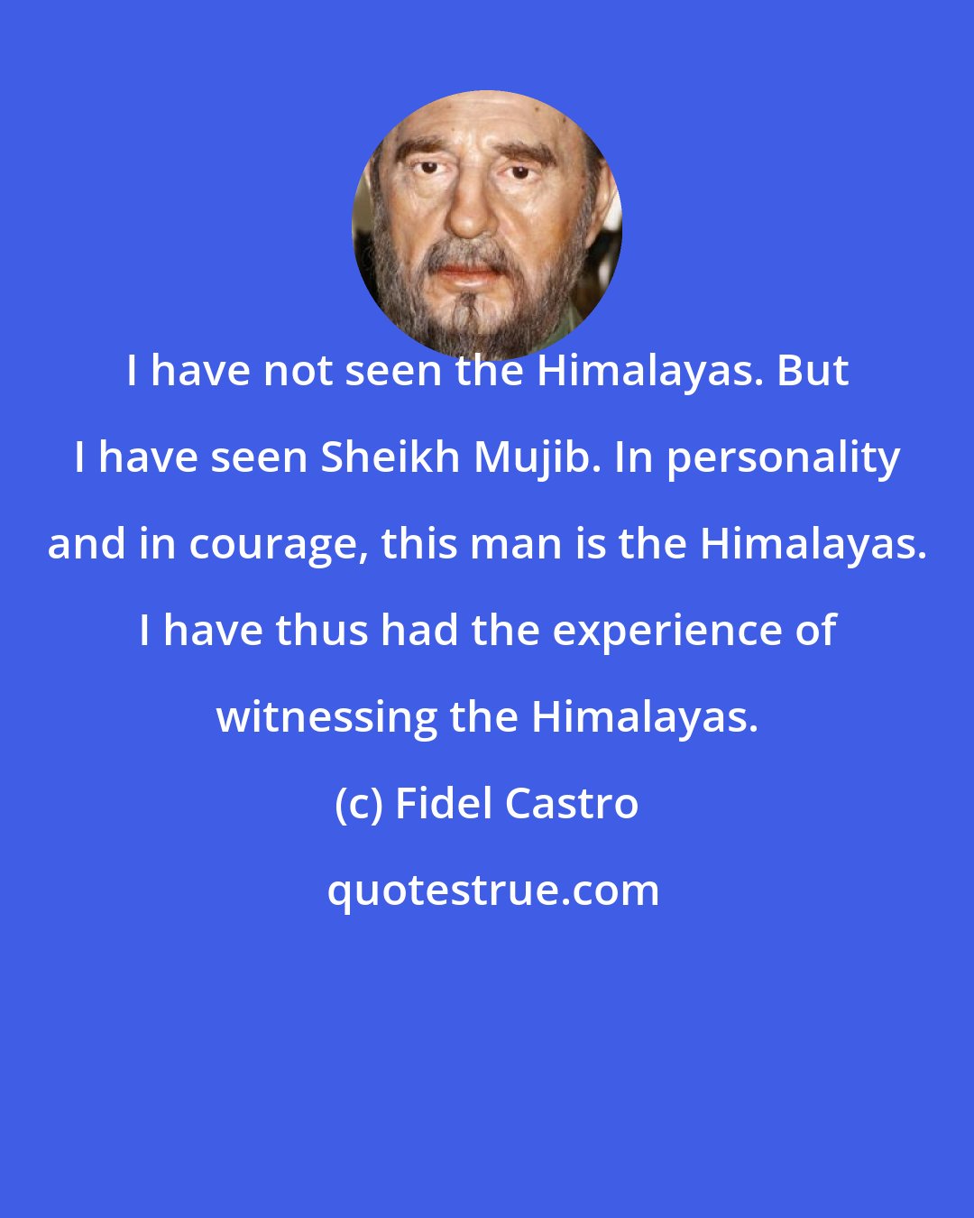 Fidel Castro: I have not seen the Himalayas. But I have seen Sheikh Mujib. In personality and in courage, this man is the Himalayas. I have thus had the experience of witnessing the Himalayas.