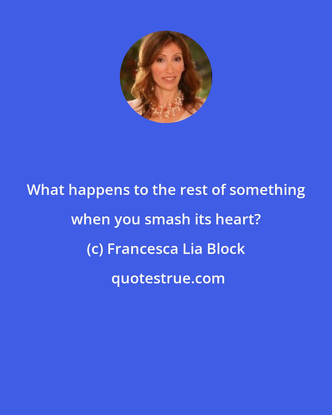 Francesca Lia Block: What happens to the rest of something when you smash its heart?