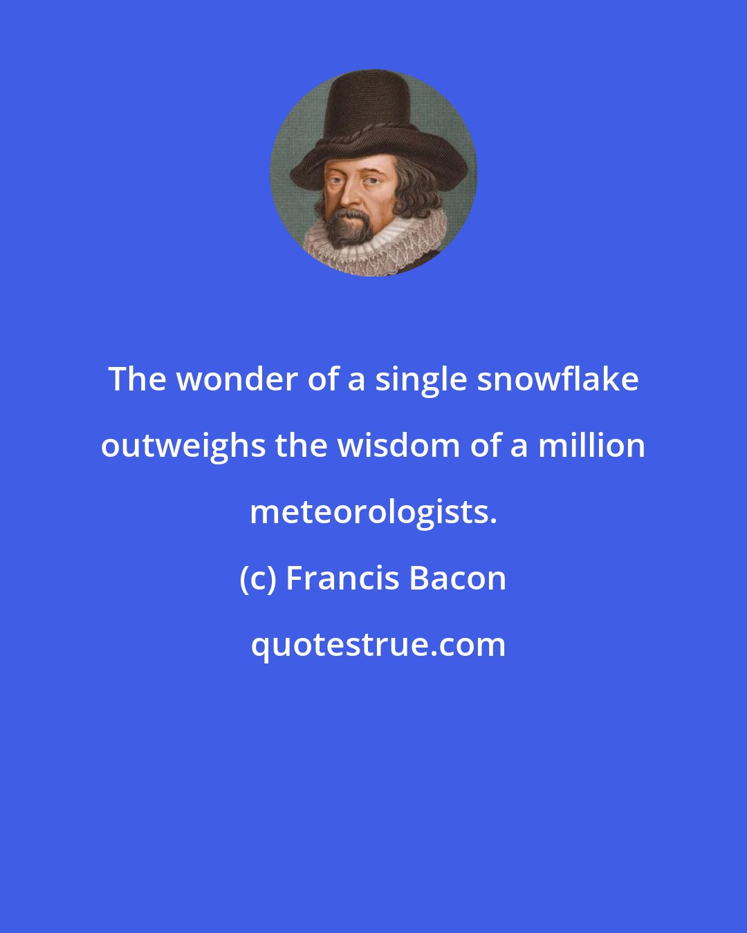 Francis Bacon: The wonder of a single snowflake outweighs the wisdom of a million meteorologists.