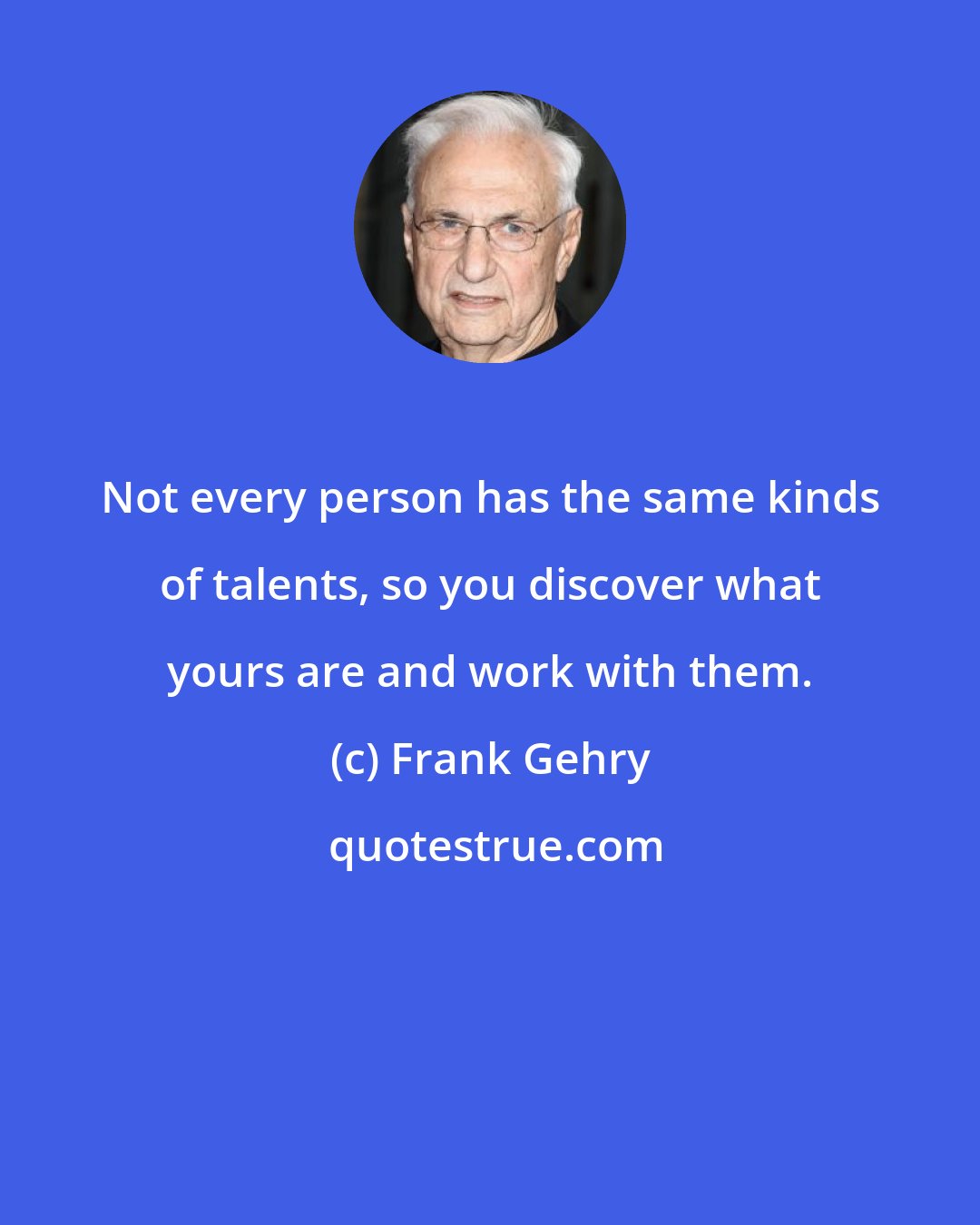 Frank Gehry: Not every person has the same kinds of talents, so you discover what yours are and work with them.