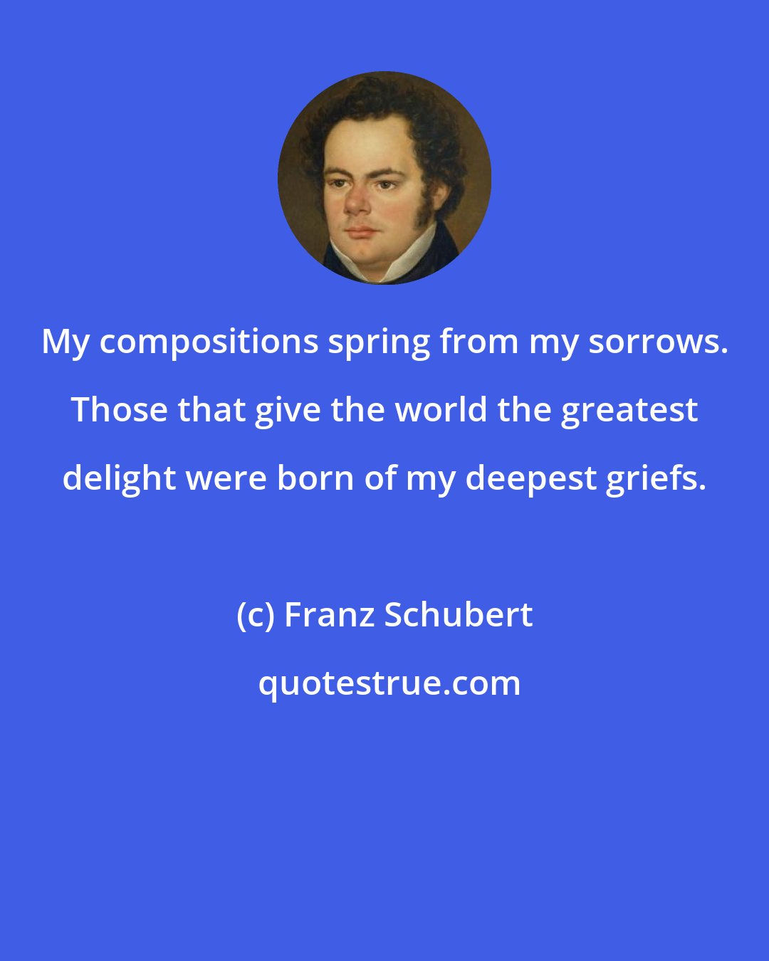 Franz Schubert: My compositions spring from my sorrows. Those that give the world the greatest delight were born of my deepest griefs.
