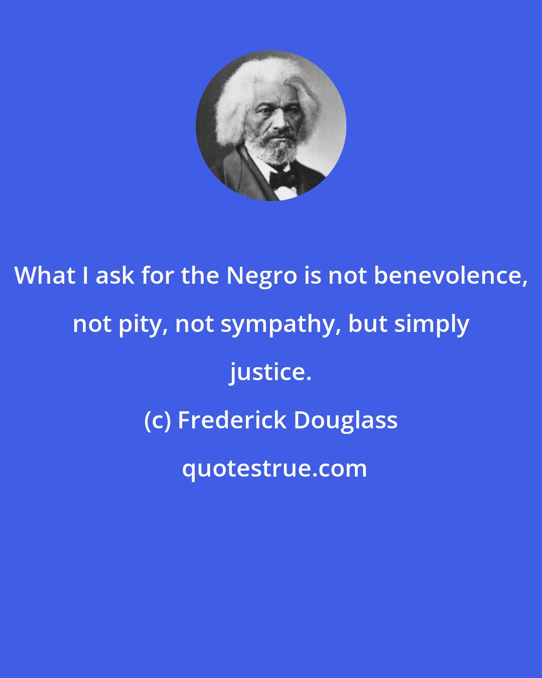 Frederick Douglass: What I ask for the Negro is not benevolence, not pity, not sympathy, but simply justice.