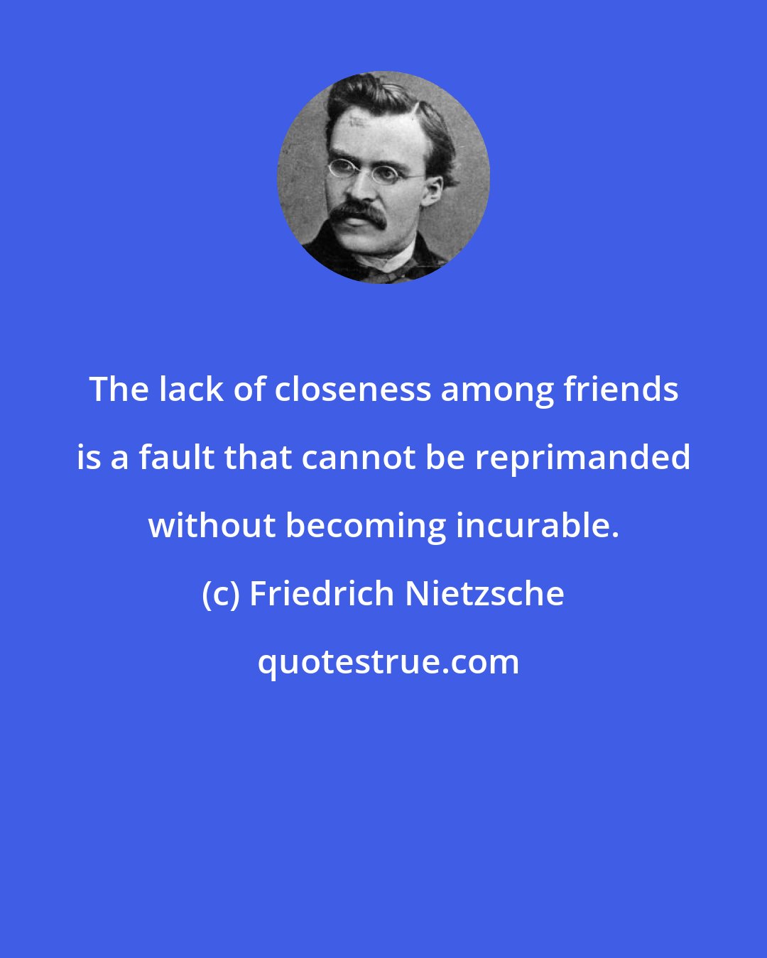 Friedrich Nietzsche: The lack of closeness among friends is a fault that cannot be reprimanded without becoming incurable.