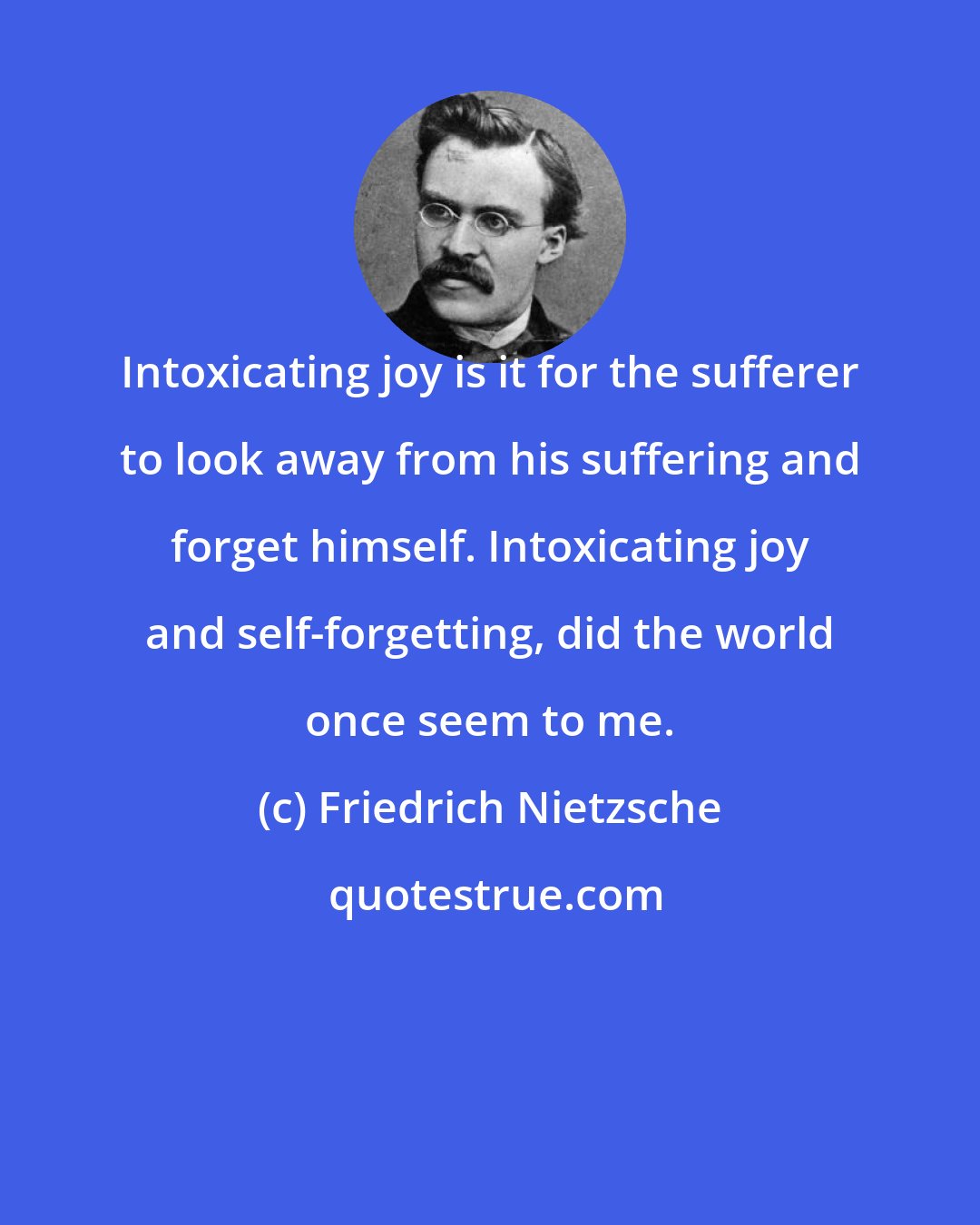 Friedrich Nietzsche: Intoxicating joy is it for the sufferer to look away from his suffering and forget himself. Intoxicating joy and self-forgetting, did the world once seem to me.