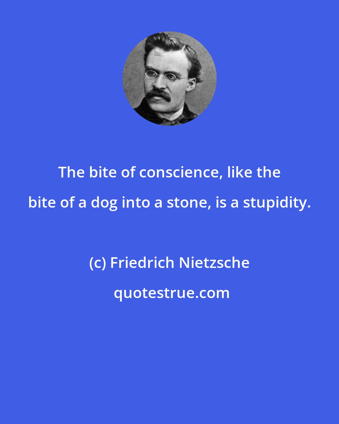 Friedrich Nietzsche: The bite of conscience, like the bite of a dog into a stone, is a stupidity.