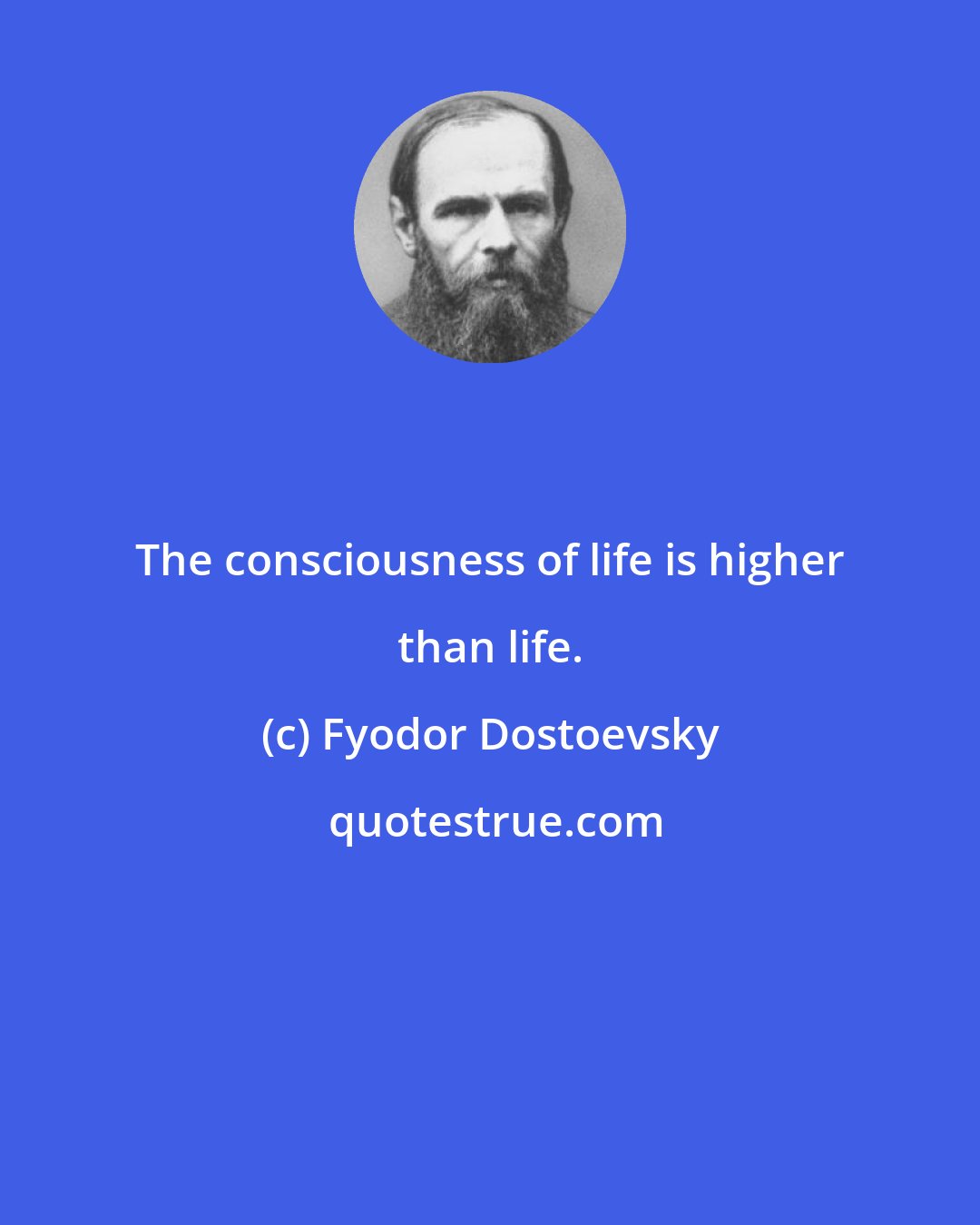 Fyodor Dostoevsky: The consciousness of life is higher than life.