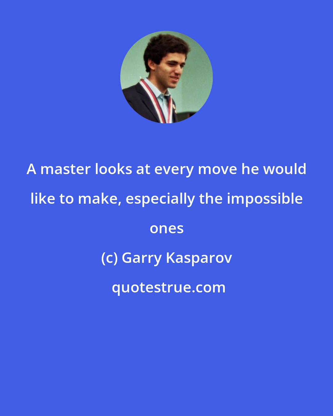 Garry Kasparov: A master looks at every move he would like to make, especially the impossible ones