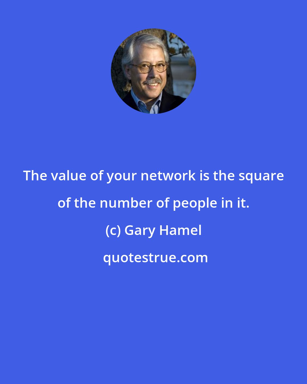 Gary Hamel: The value of your network is the square of the number of people in it.