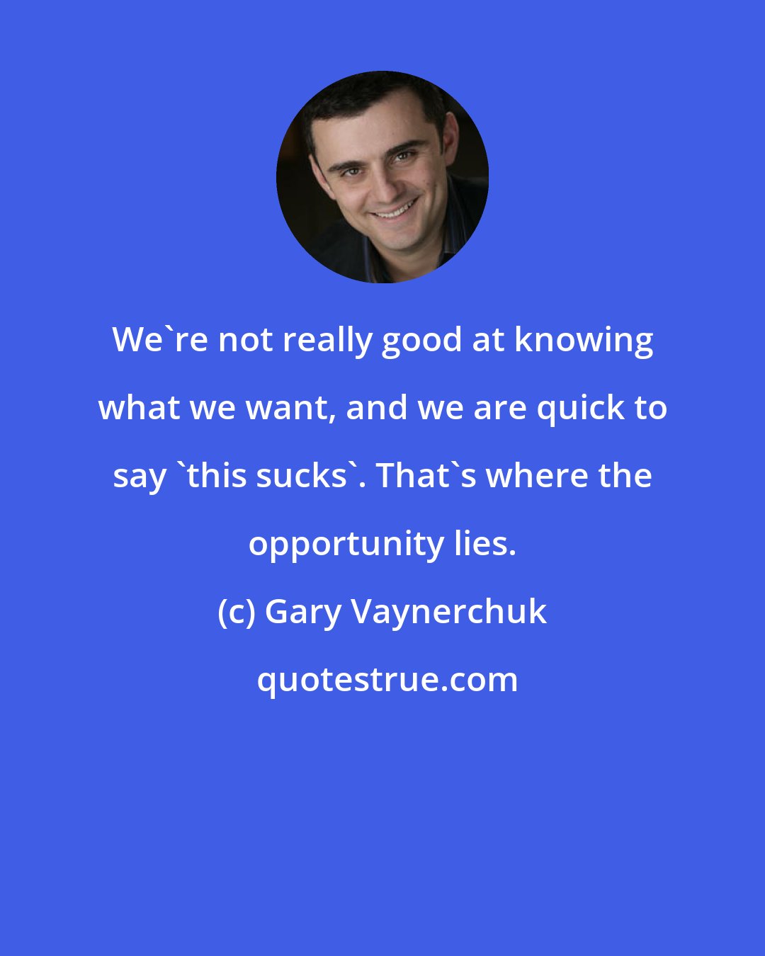 Gary Vaynerchuk: We're not really good at knowing what we want, and we are quick to say 'this sucks'. That's where the opportunity lies.