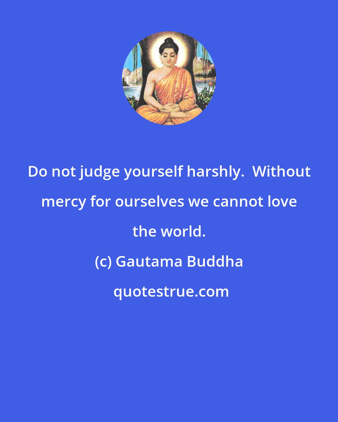 Gautama Buddha: Do not judge yourself harshly.  Without mercy for ourselves we cannot love the world.