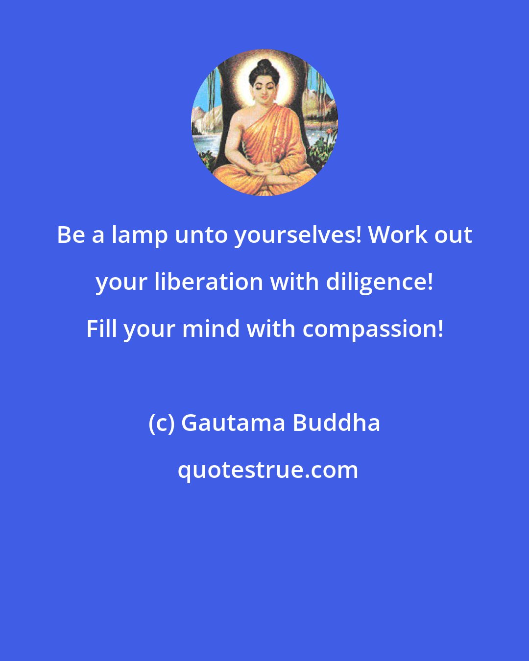 Gautama Buddha: Be a lamp unto yourselves! Work out your liberation with diligence! Fill your mind with compassion!