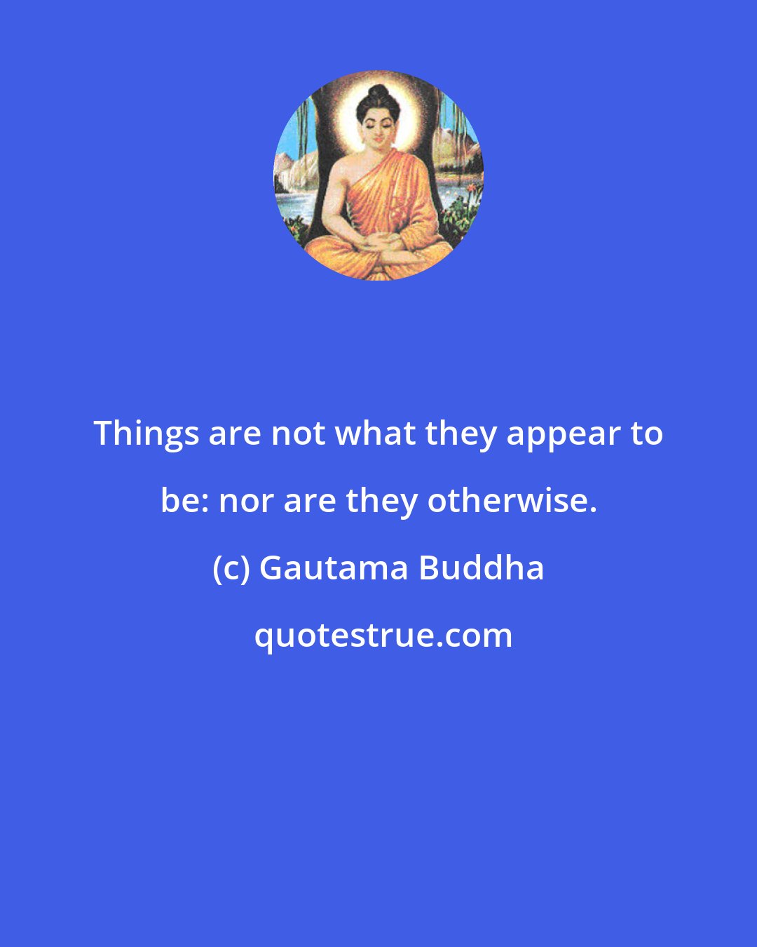Gautama Buddha: Things are not what they appear to be: nor are they otherwise.