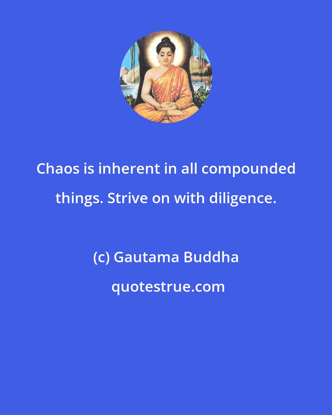 Gautama Buddha: Chaos is inherent in all compounded things. Strive on with diligence.