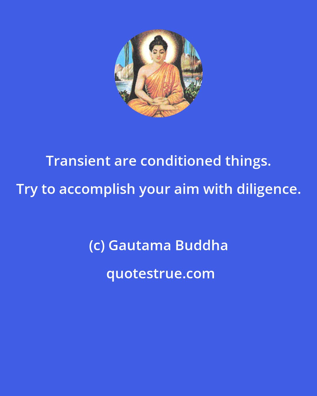 Gautama Buddha: Transient are conditioned things. Try to accomplish your aim with diligence.