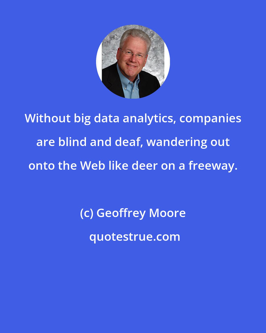 Geoffrey Moore: Without big data analytics, companies are blind and deaf, wandering out onto the Web like deer on a freeway.