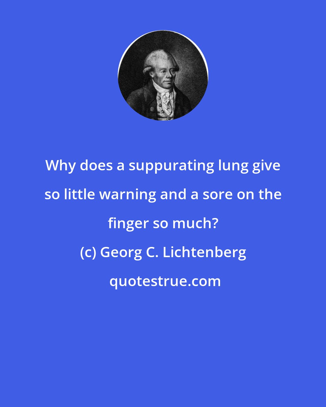 Georg C. Lichtenberg: Why does a suppurating lung give so little warning and a sore on the finger so much?