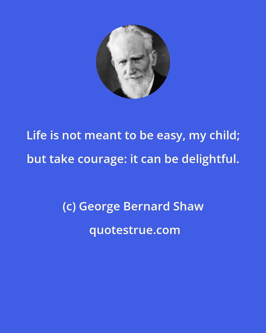 George Bernard Shaw: Life is not meant to be easy, my child; but take courage: it can be delightful.