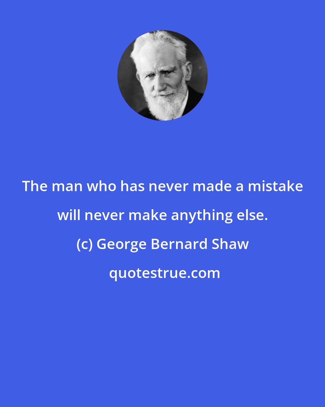 George Bernard Shaw: The man who has never made a mistake will never make anything else.