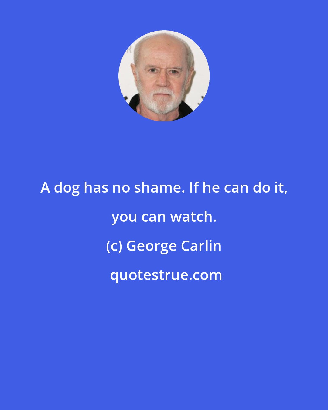 George Carlin: A dog has no shame. If he can do it, you can watch.