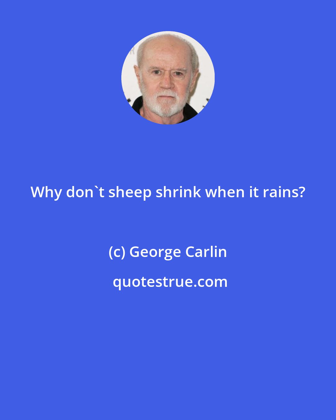 George Carlin: Why don't sheep shrink when it rains?