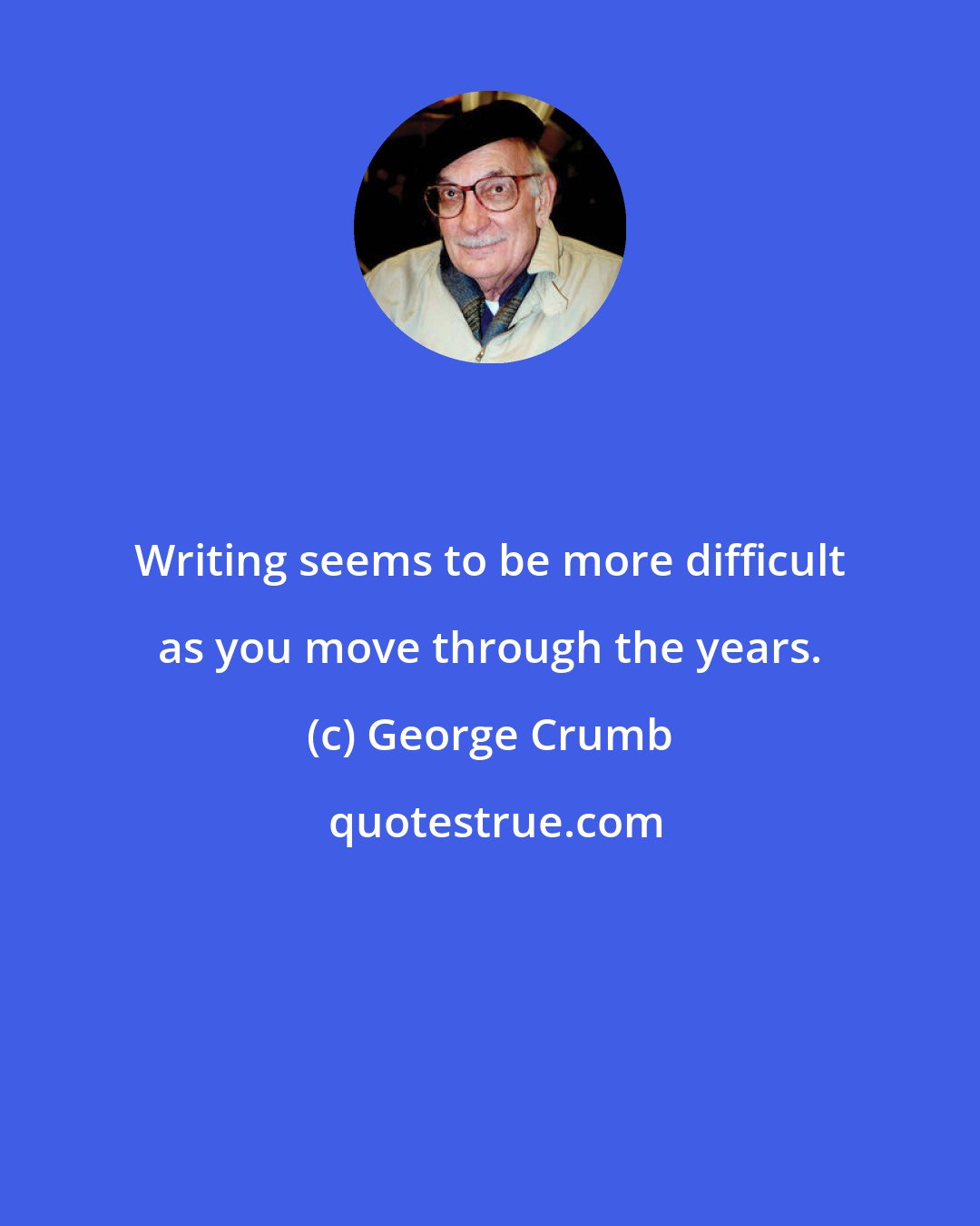 George Crumb: Writing seems to be more difficult as you move through the years.