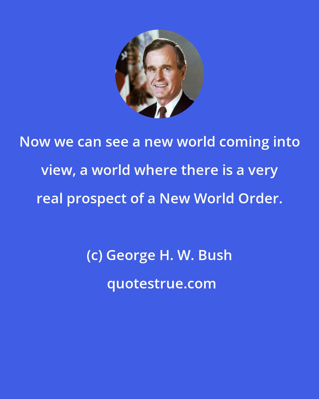 George H. W. Bush: Now we can see a new world coming into view, a world where there is a very real prospect of a New World Order.