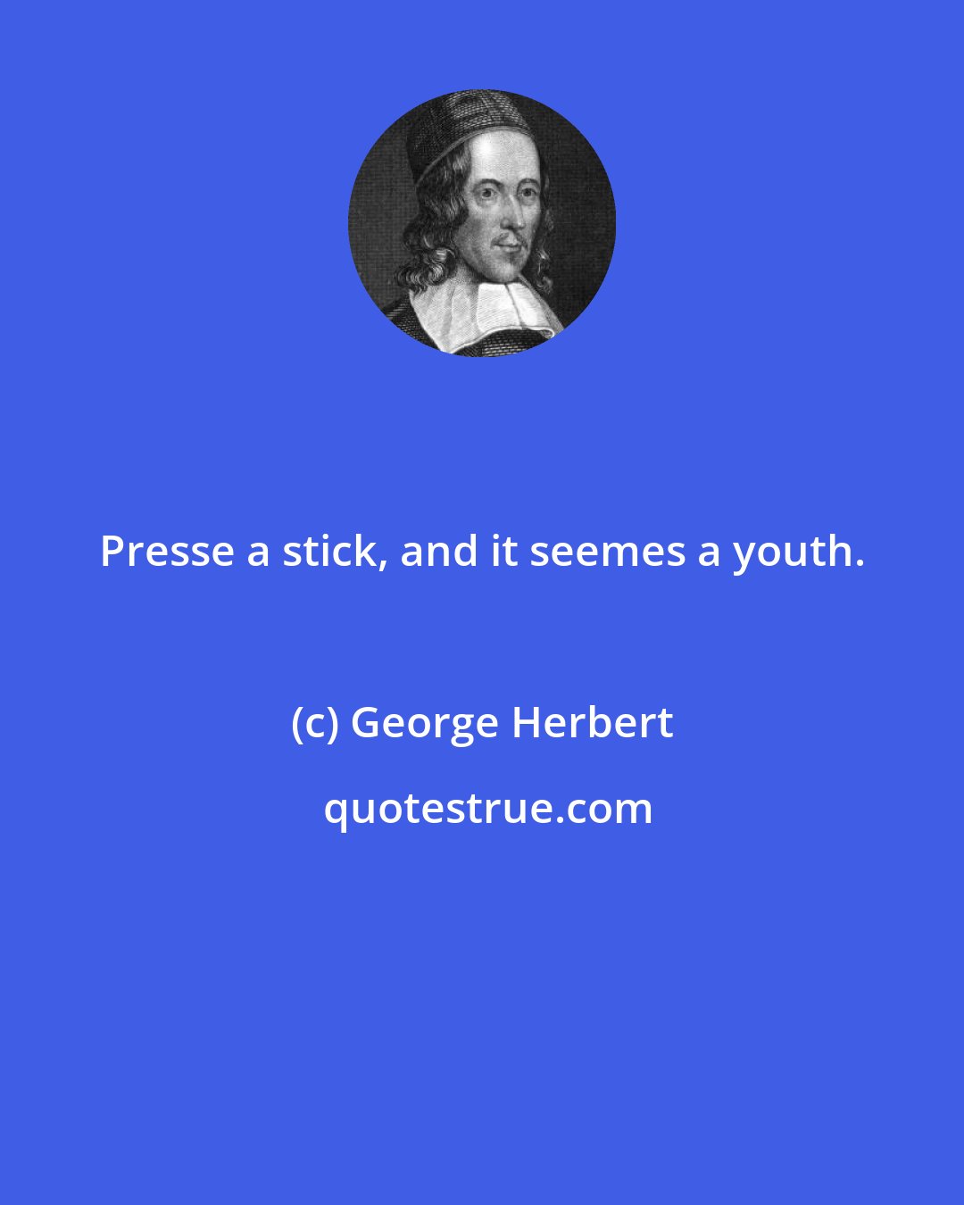 George Herbert: Presse a stick, and it seemes a youth.