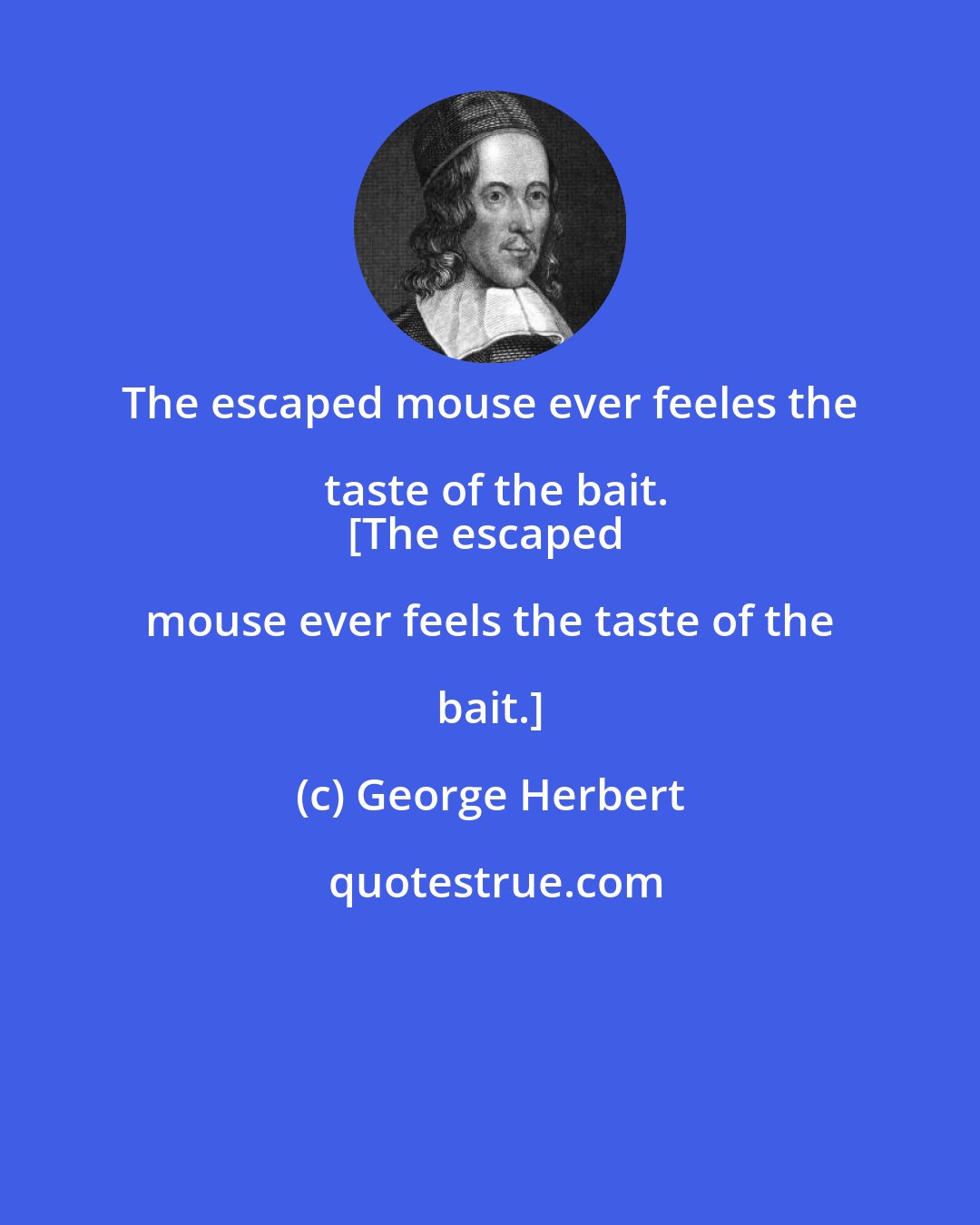 George Herbert: The escaped mouse ever feeles the taste of the bait.
[The escaped mouse ever feels the taste of the bait.]