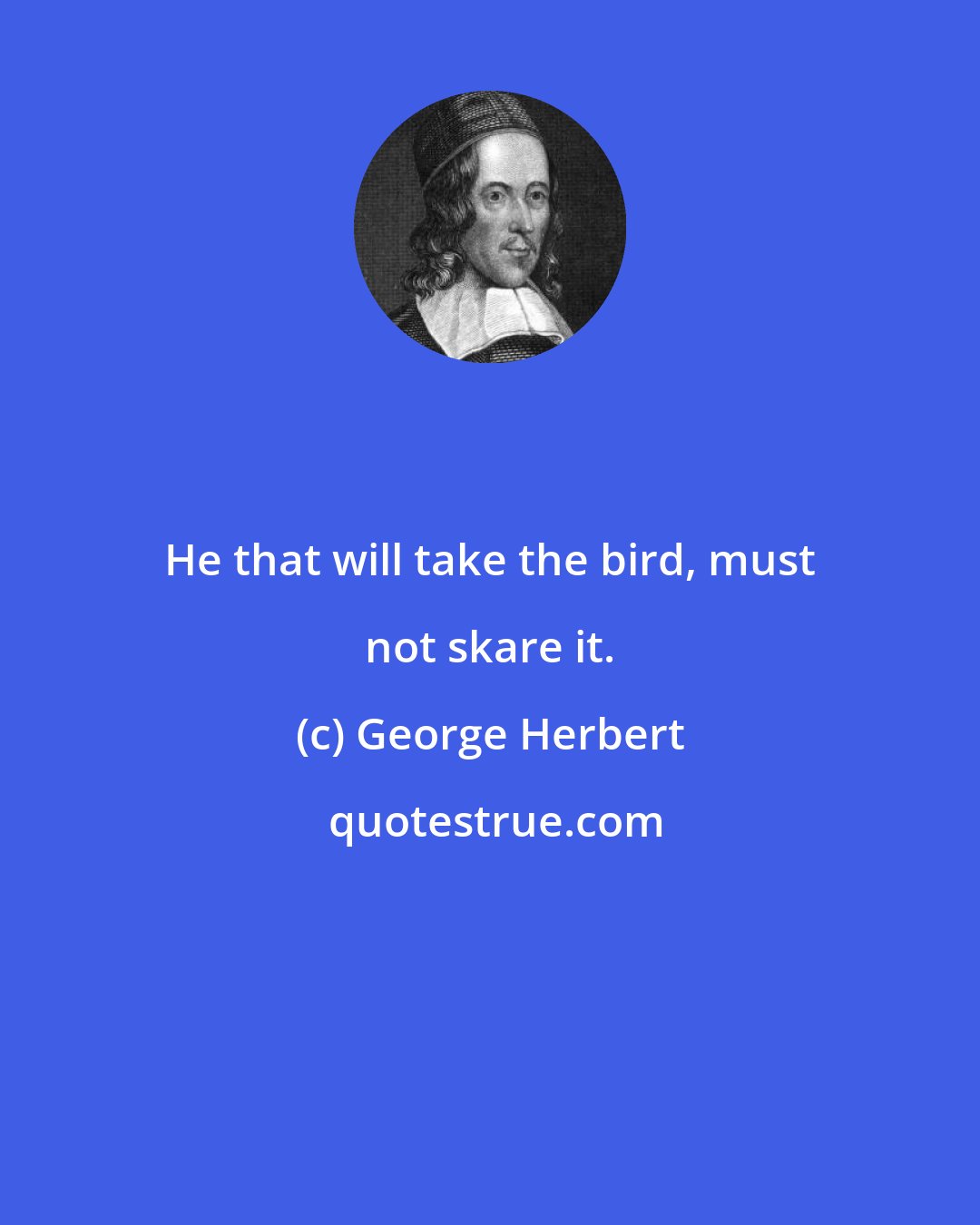 George Herbert: He that will take the bird, must not skare it.