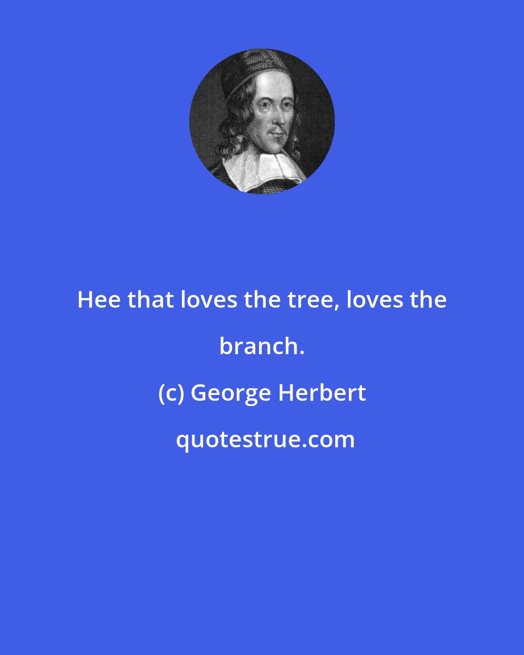 George Herbert: Hee that loves the tree, loves the branch.