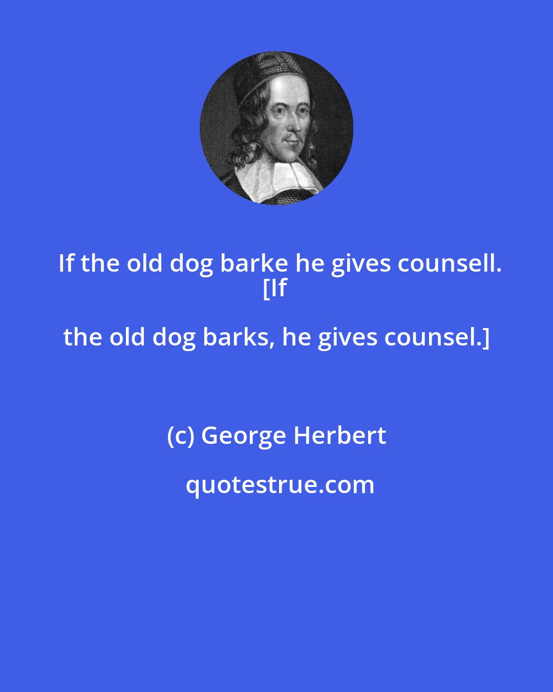 George Herbert: If the old dog barke he gives counsell.
[If the old dog barks, he gives counsel.]