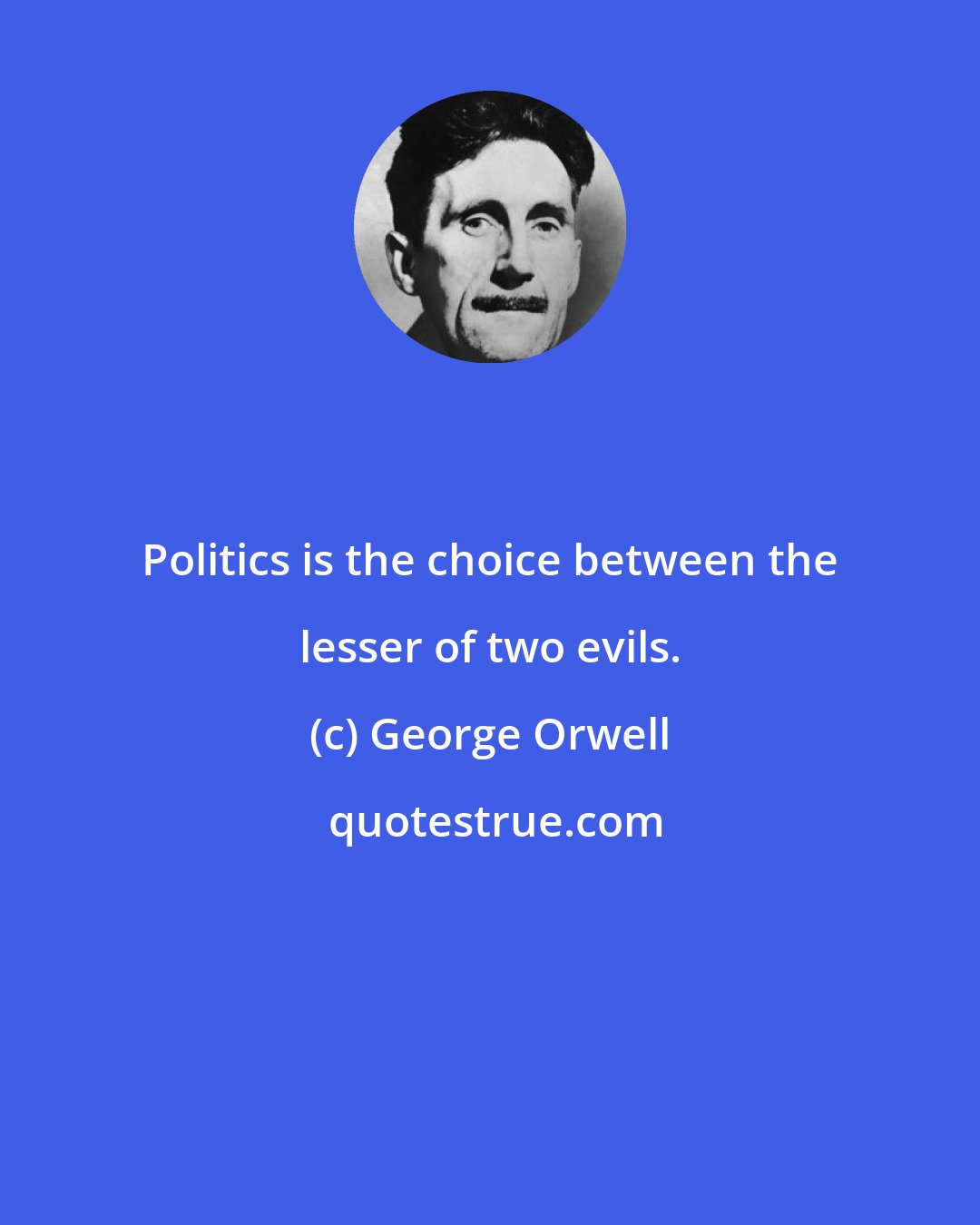 George Orwell: Politics is the choice between the lesser of two evils.