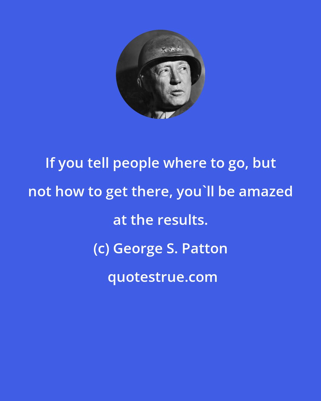 George S. Patton: If you tell people where to go, but not how to get there, you'll be amazed at the results.