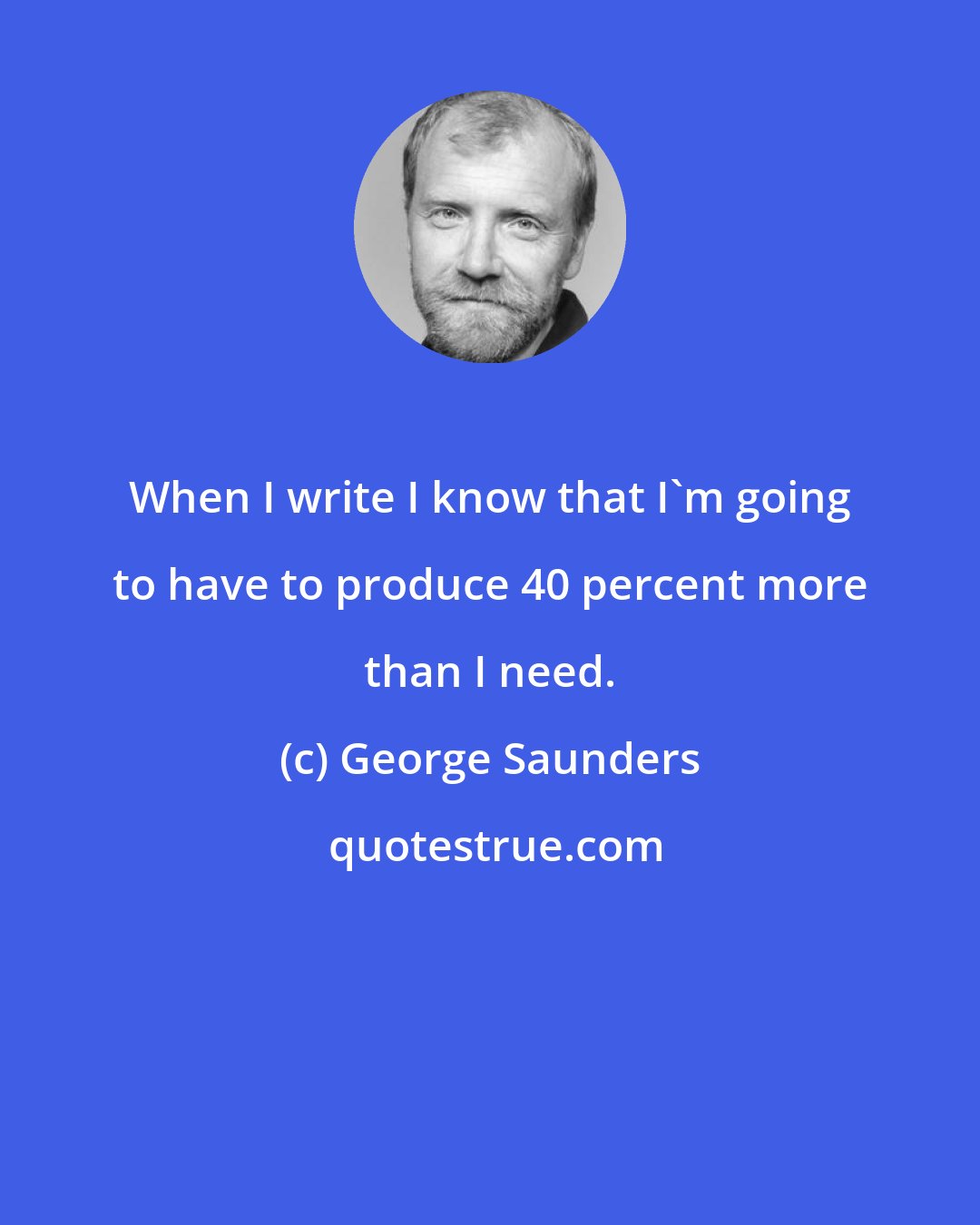 George Saunders: When I write I know that I'm going to have to produce 40 percent more than I need.