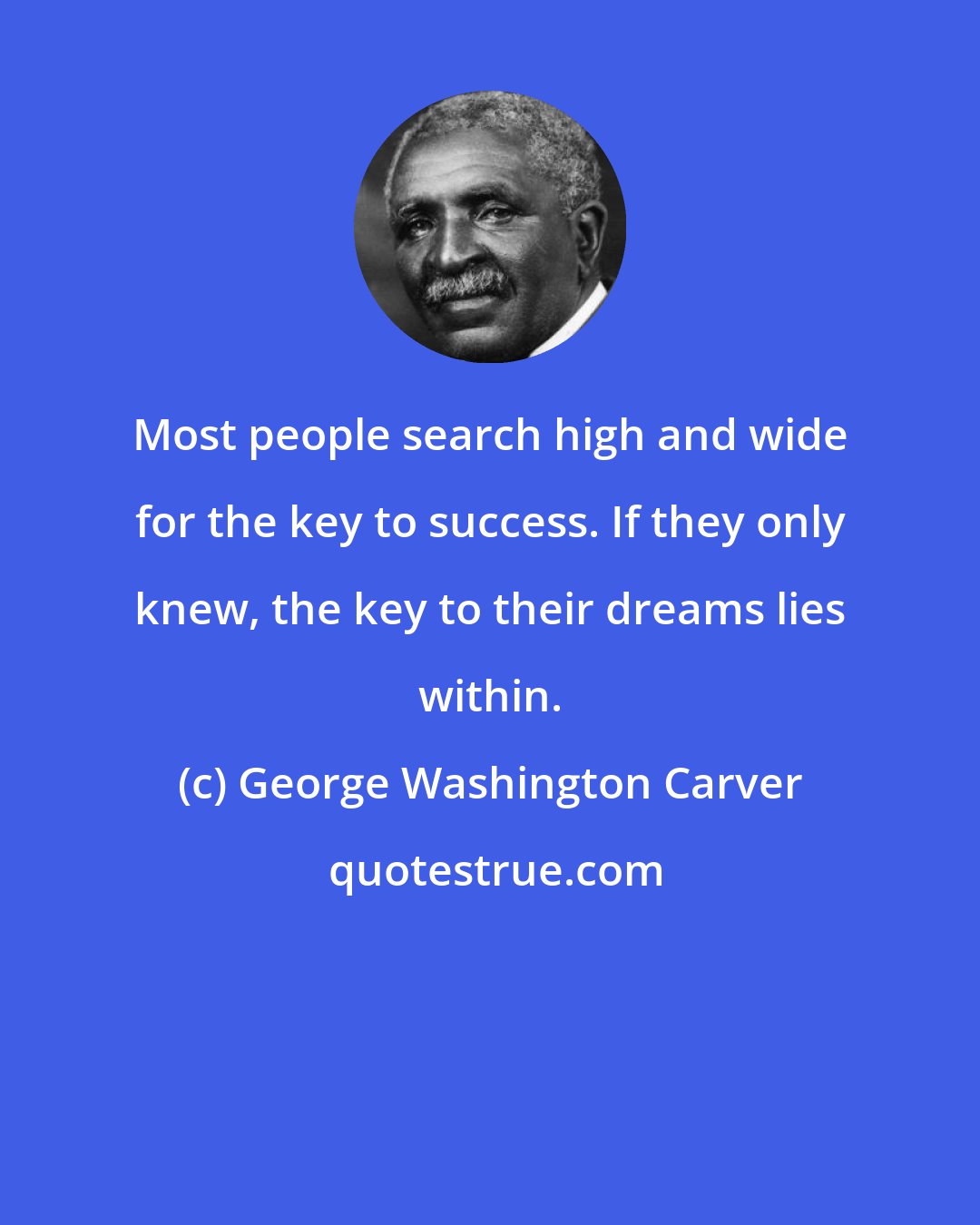 George Washington Carver: Most people search high and wide for the key to success. If they only knew, the key to their dreams lies within.