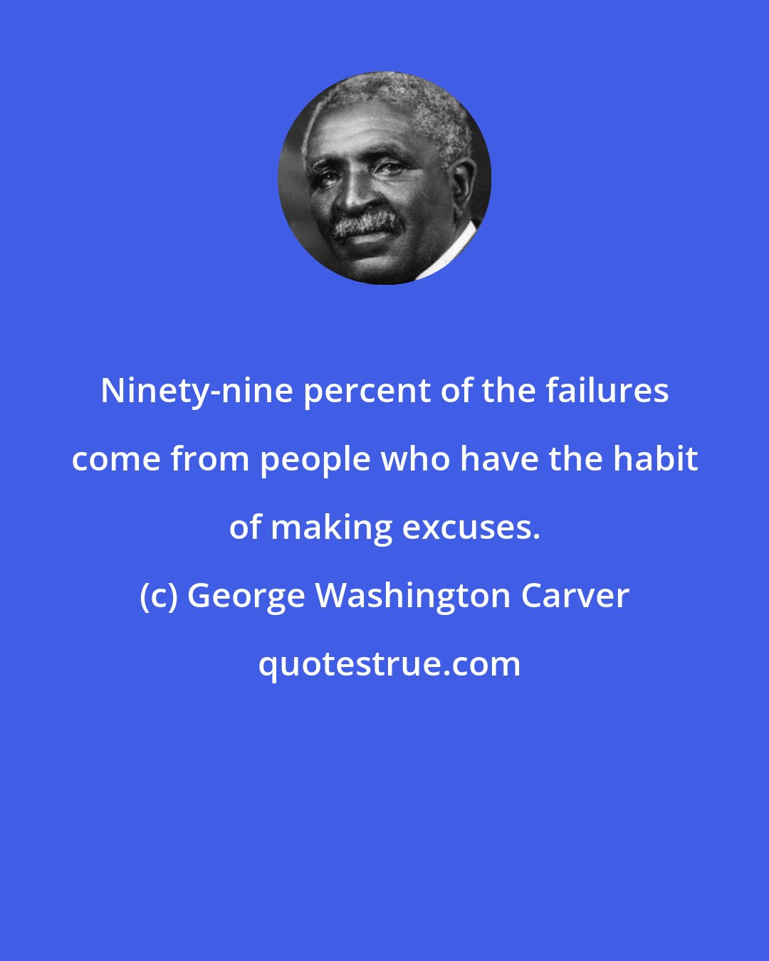 George Washington Carver: Ninety-nine percent of the failures come from people who have the habit of making excuses.