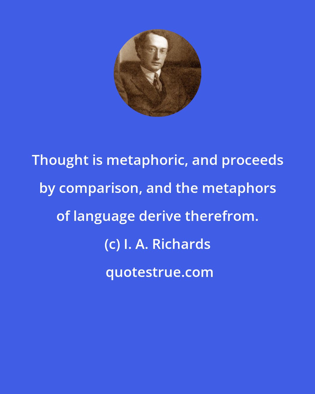 I. A. Richards: Thought is metaphoric, and proceeds by comparison, and the metaphors of language derive therefrom.