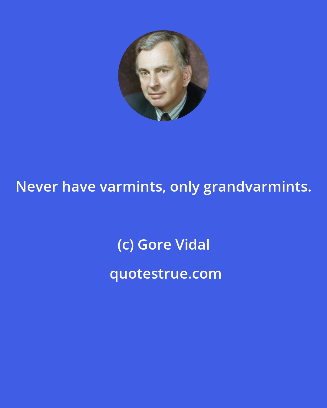 Gore Vidal: Never have varmints, only grandvarmints.