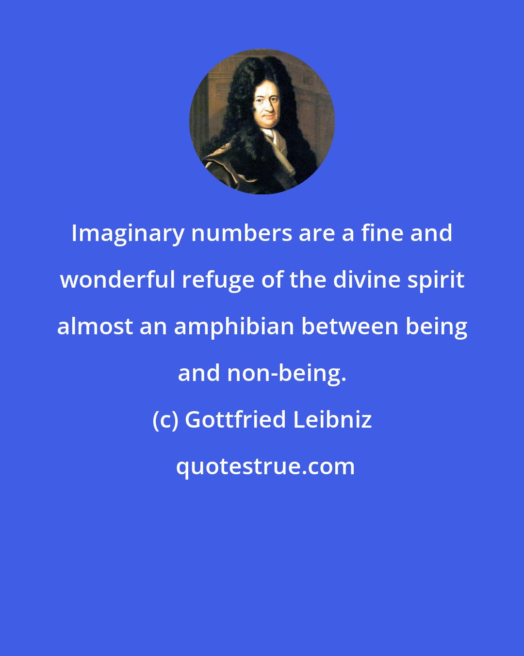 Gottfried Leibniz: Imaginary numbers are a fine and wonderful refuge of the divine spirit almost an amphibian between being and non-being.