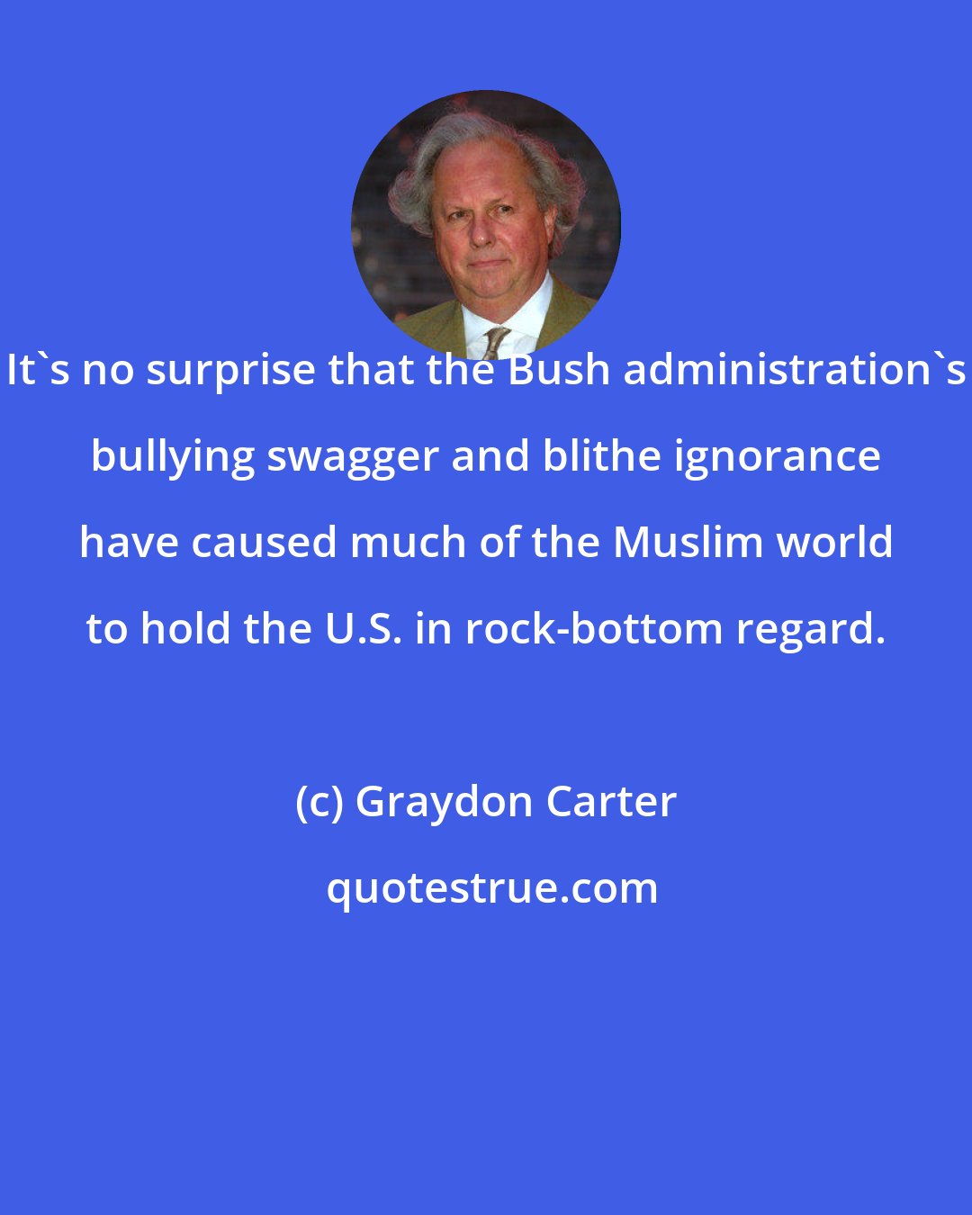 Graydon Carter: It's no surprise that the Bush administration's bullying swagger and blithe ignorance have caused much of the Muslim world to hold the U.S. in rock-bottom regard.