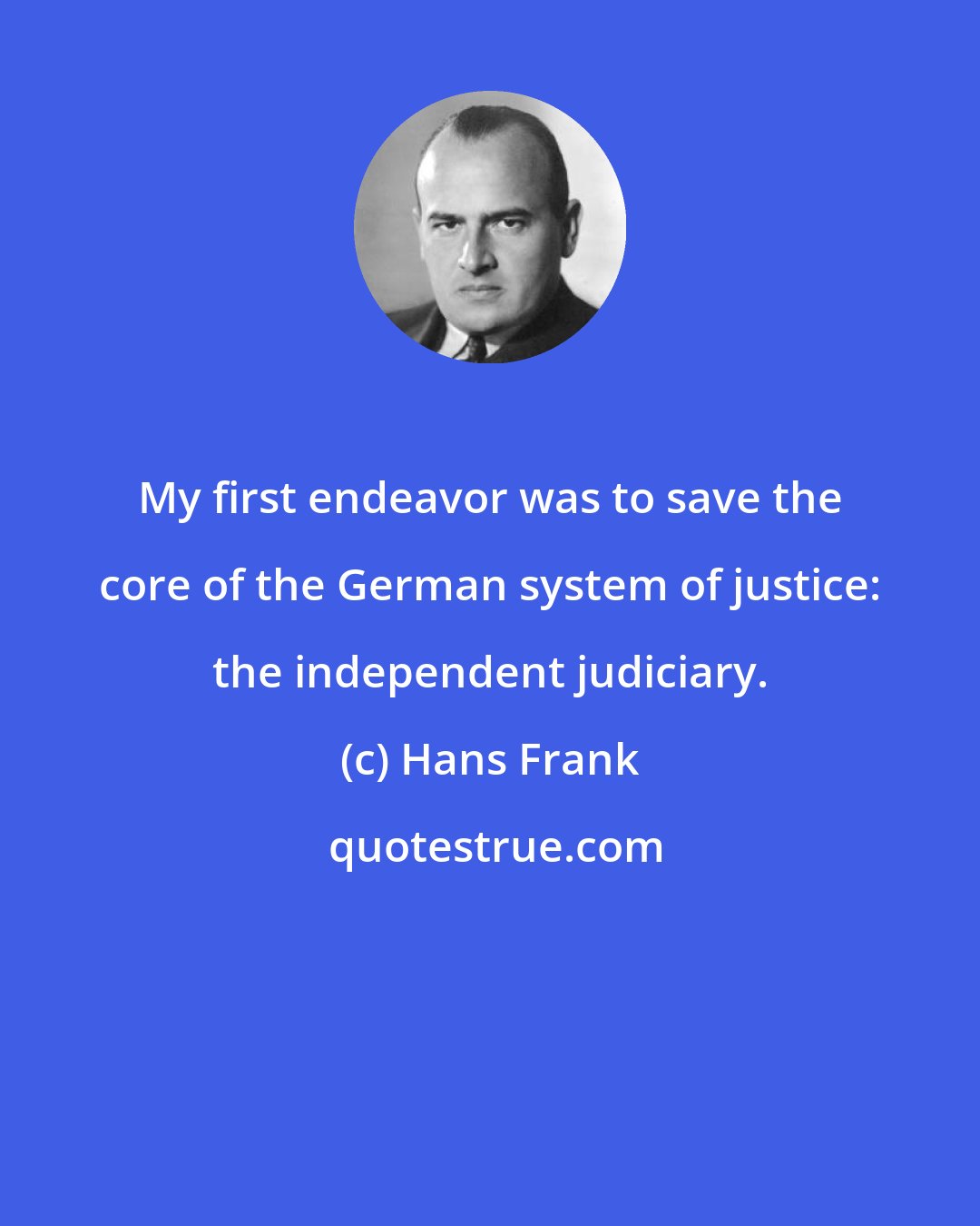 Hans Frank: My first endeavor was to save the core of the German system of justice: the independent judiciary.