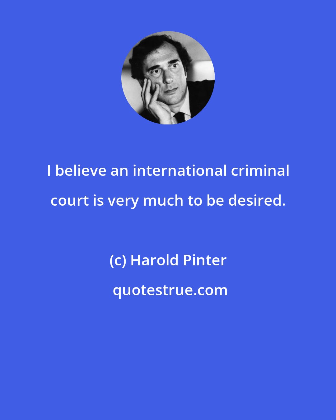 Harold Pinter: I believe an international criminal court is very much to be desired.