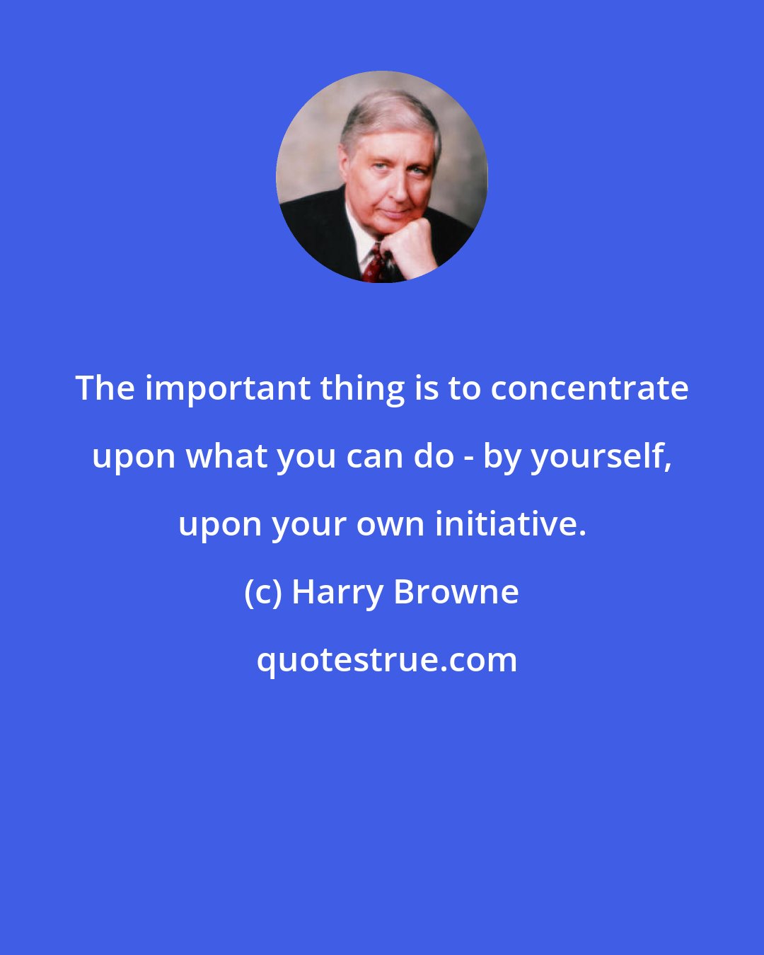 Harry Browne: The important thing is to concentrate upon what you can do - by yourself, upon your own initiative.