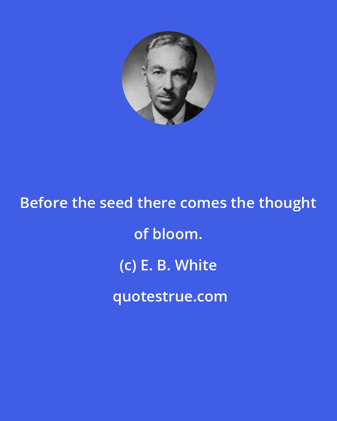 E. B. White: Before the seed there comes the thought of bloom.