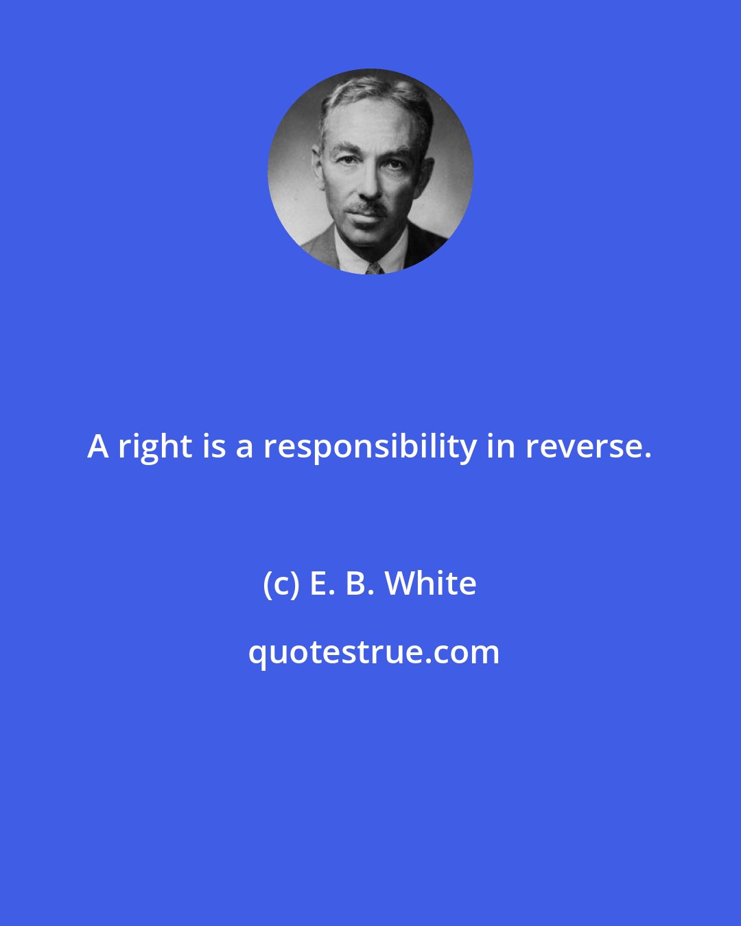 E. B. White: A right is a responsibility in reverse.