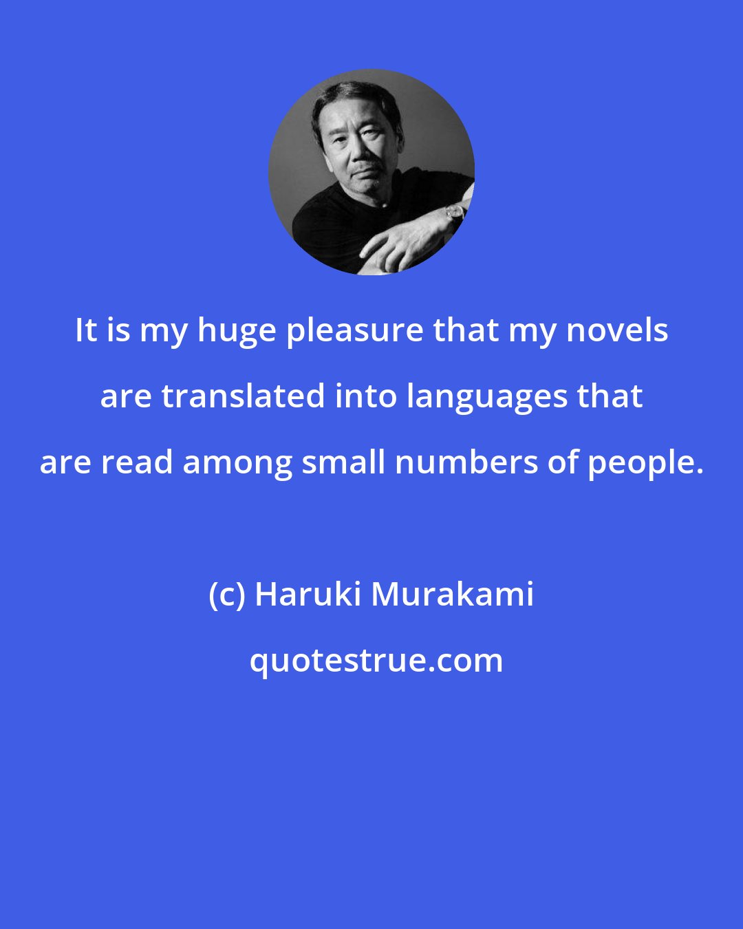 Haruki Murakami: It is my huge pleasure that my novels are translated into languages that are read among small numbers of people.